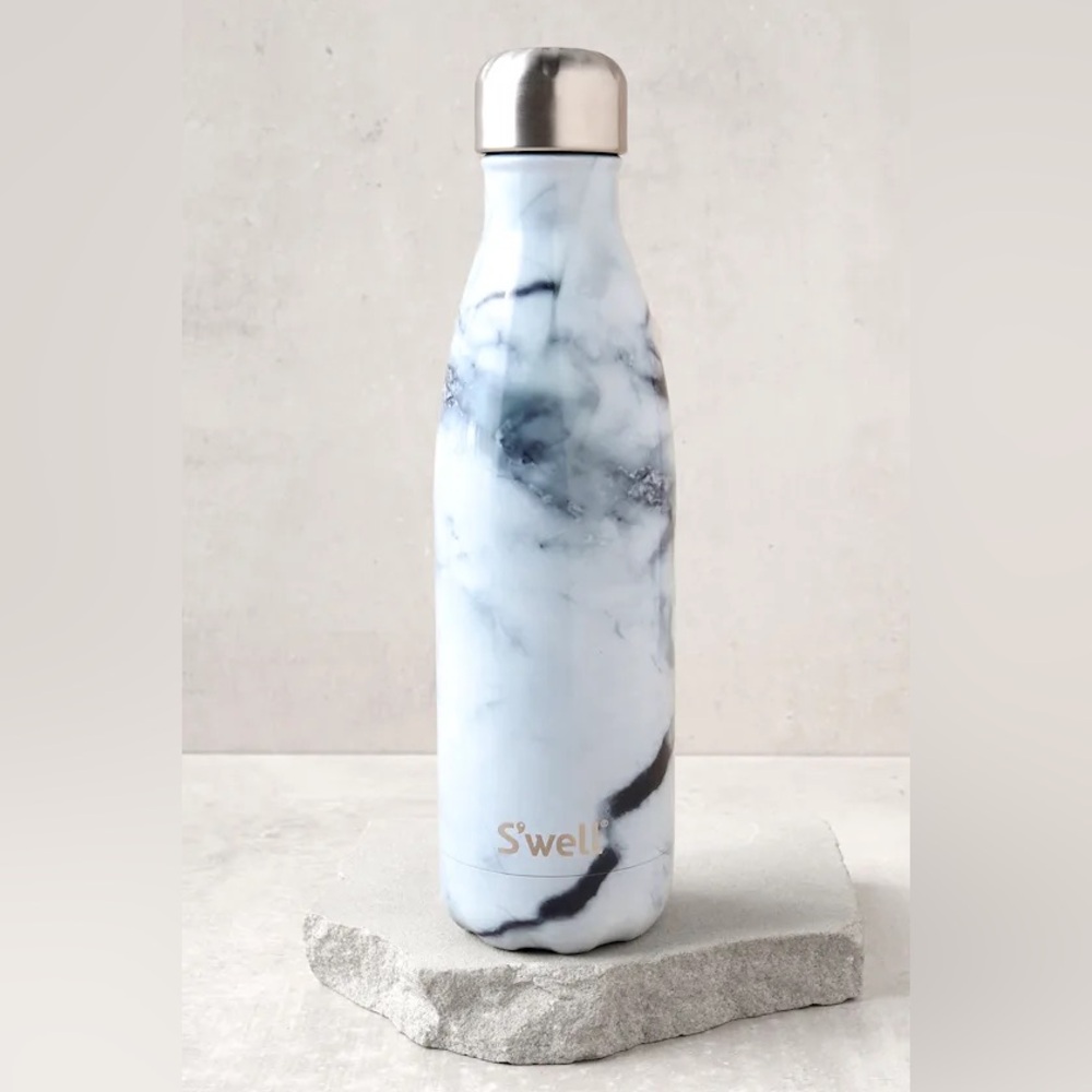 S'well White Marble Pattern Stainless Steel Reusable Insulated Water Bottle